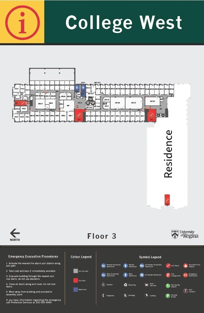 College West Building Third Floor layout