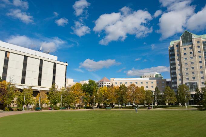 University campus in the summer