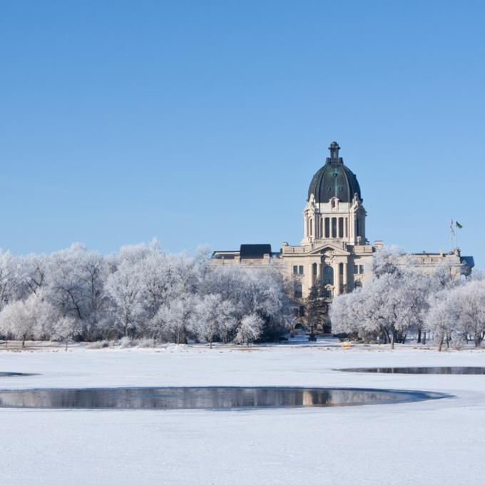 frozen lake in Wascana Park