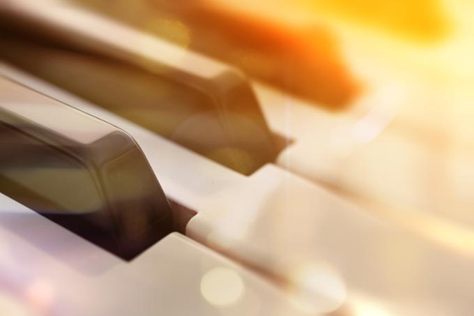 Close up of piano keys.