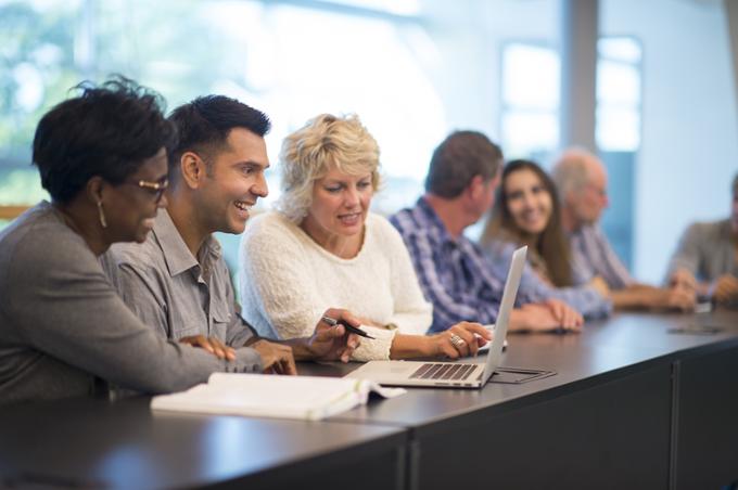 Employees in a meeting