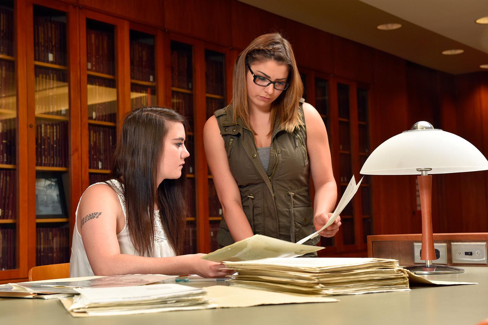 two students studying