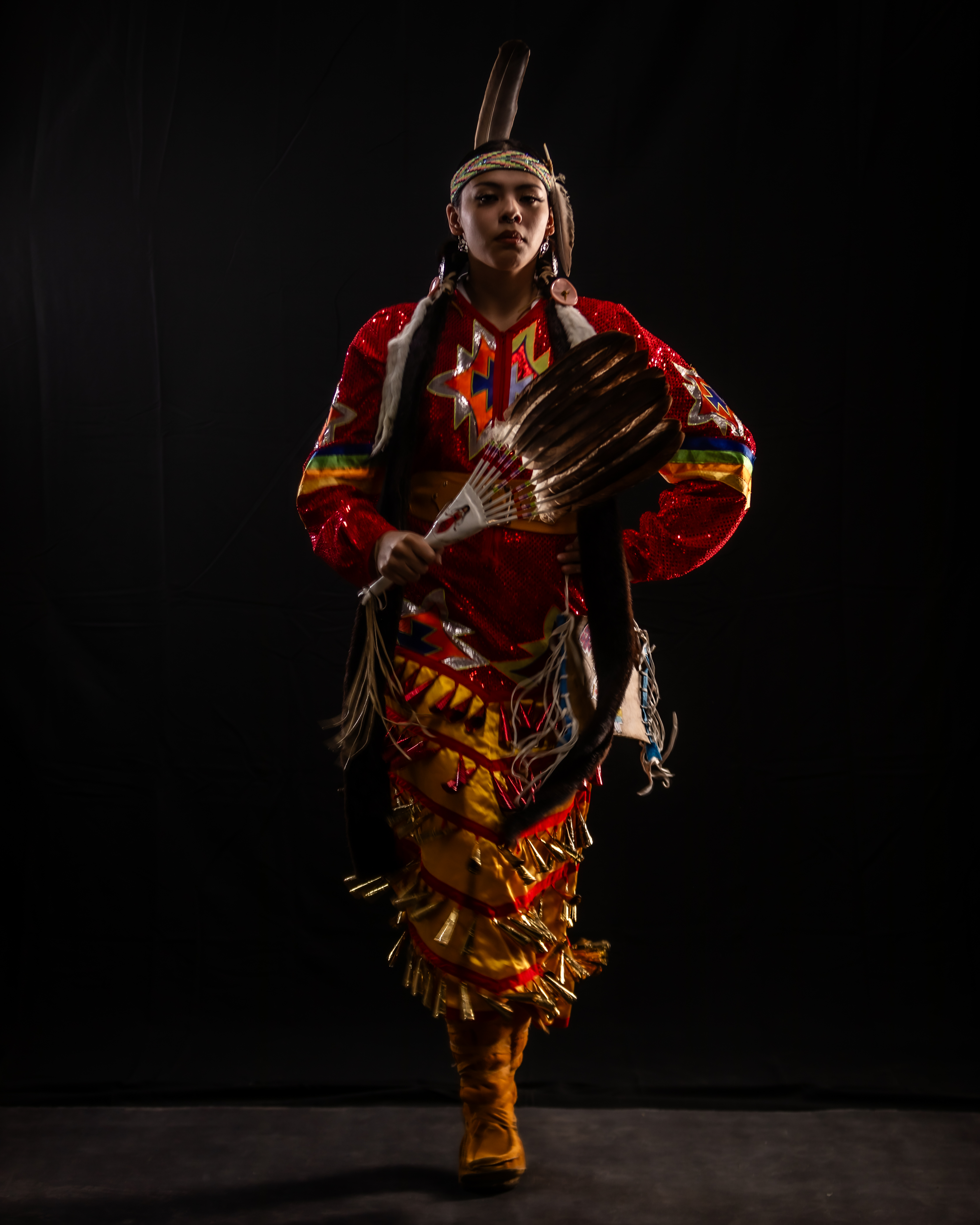 Dancer against black backdrop