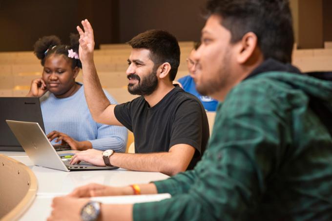 Students sitting in a classroom