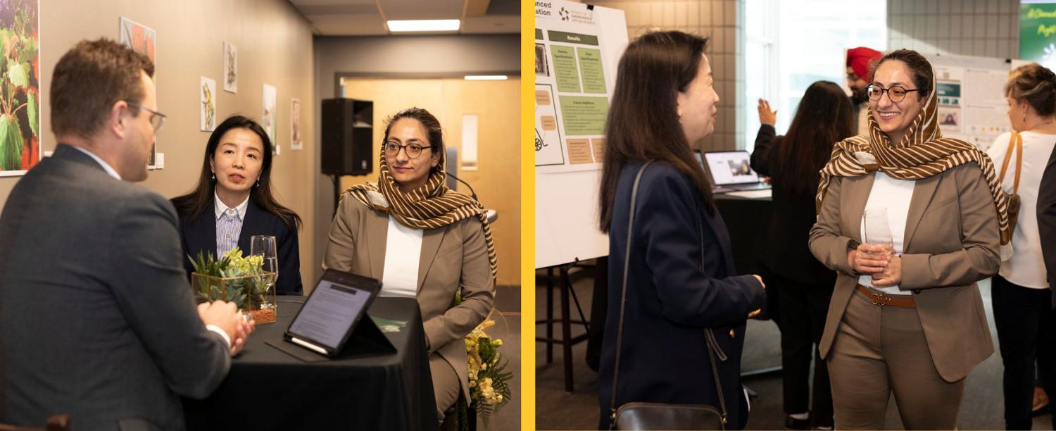 Drs. Na Jia and Marziyeh Kamali share their expertise on geothermal energy production at the Chancellor's Community dinner and showcase