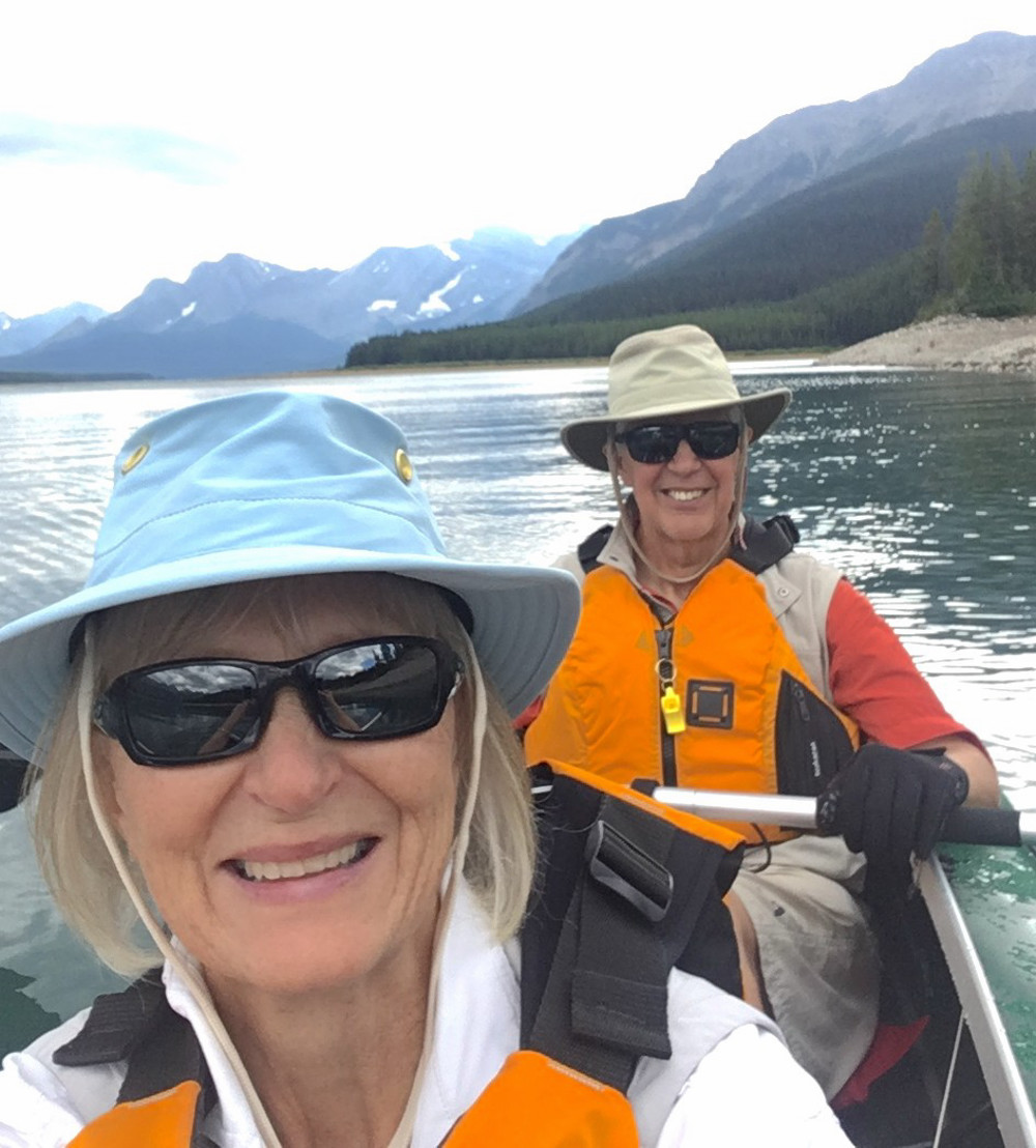 Two people in canoe.