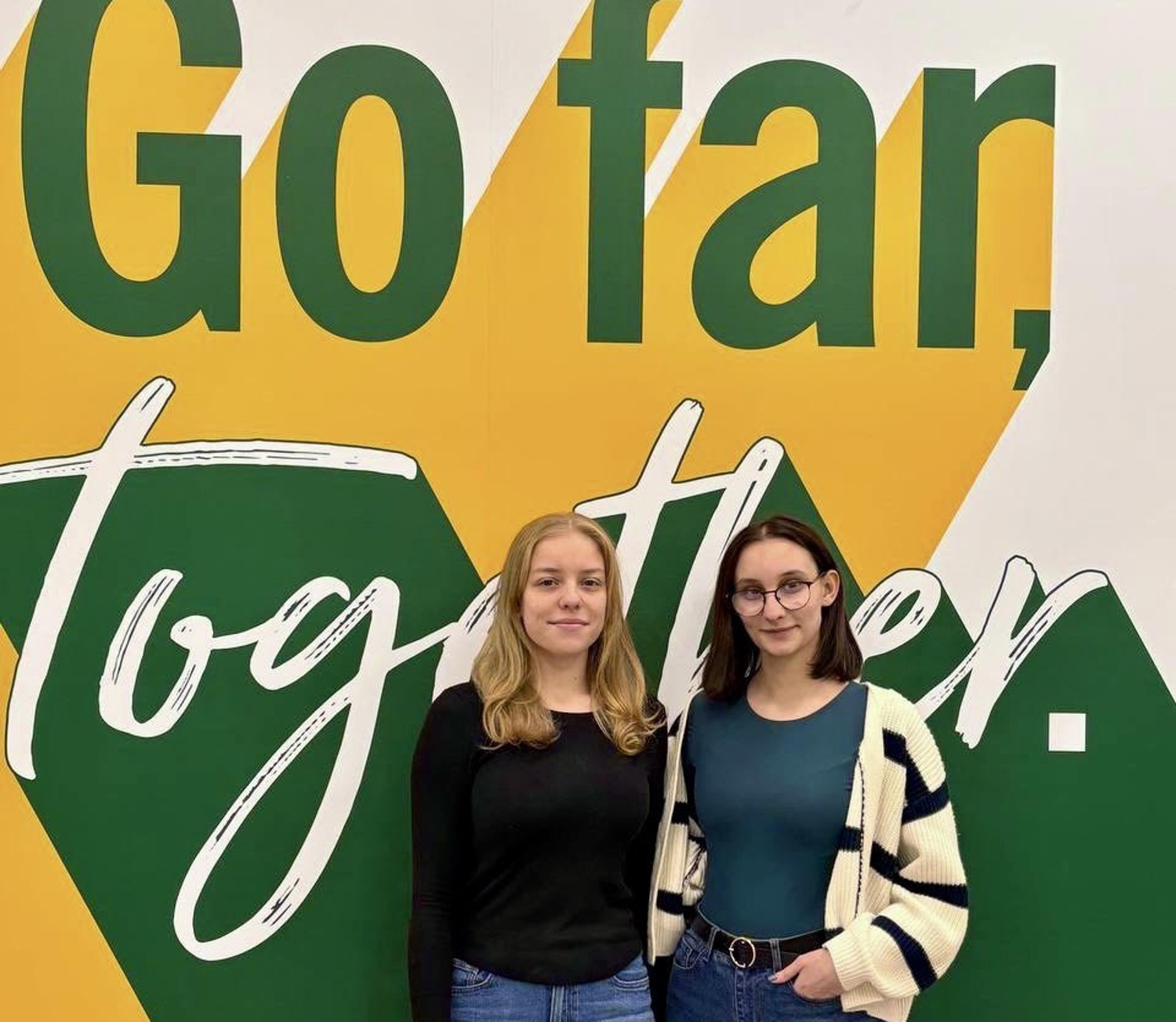 Ukrainian students with Olga Kurt standing on the right.