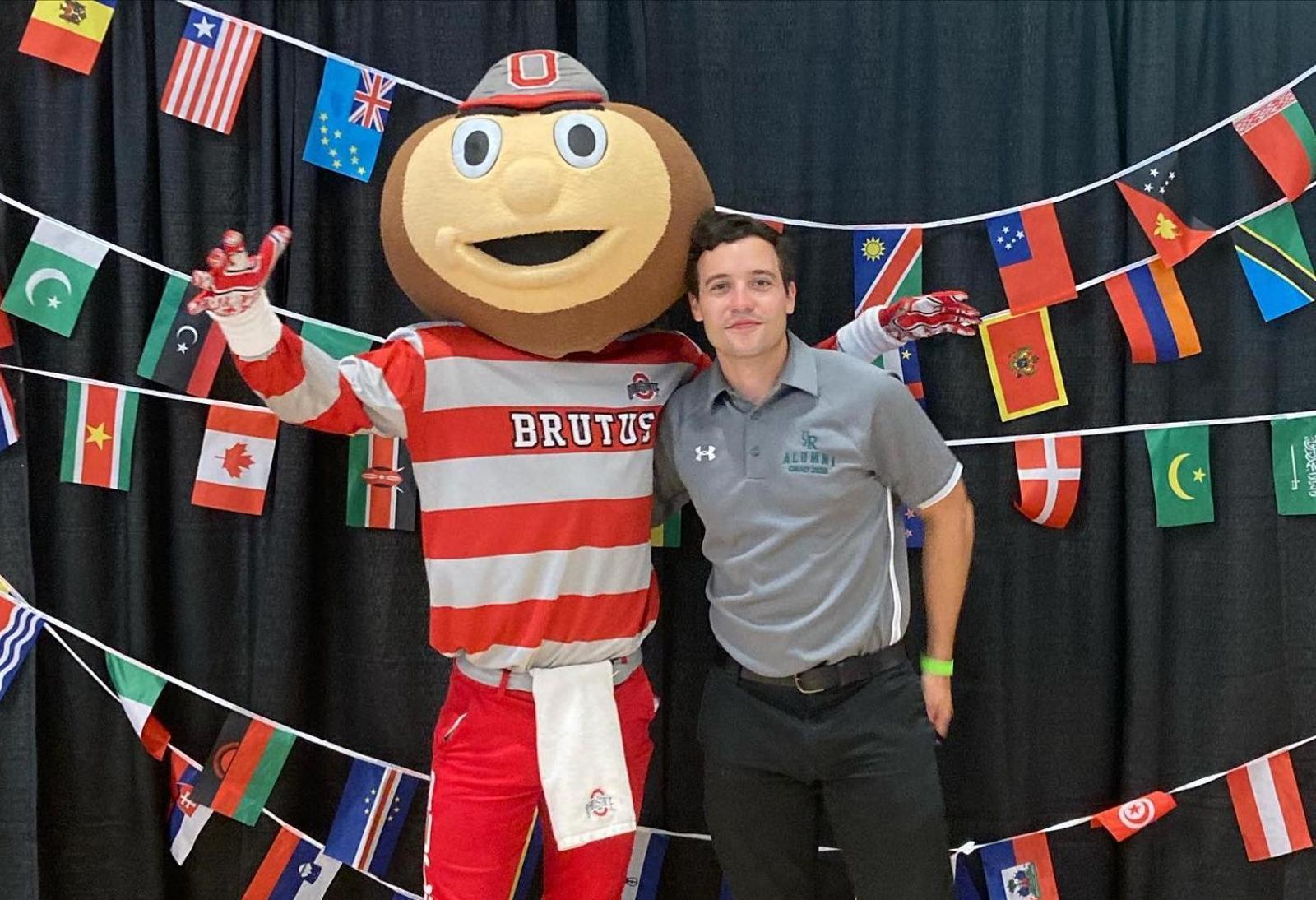 Ohio State mascot poses with Ben Berger