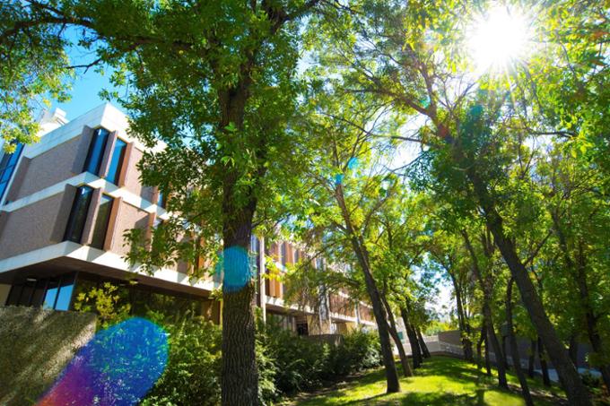 a building on campus in the sumshine