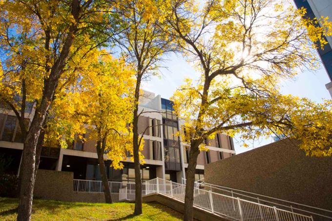 The Administrative-Humanities building on a fall day.