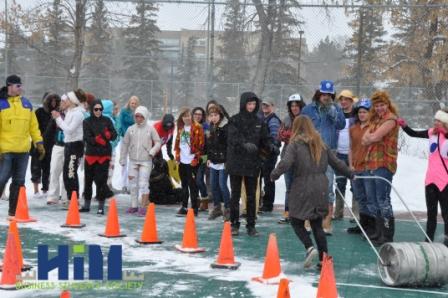 Teams participate in the obstacle course at the BSS Keg-a-Rama event on March 22
