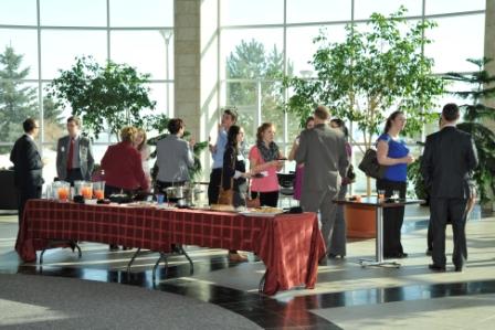 Students network with their mentors at the Mentorship Wind-up event on April 4