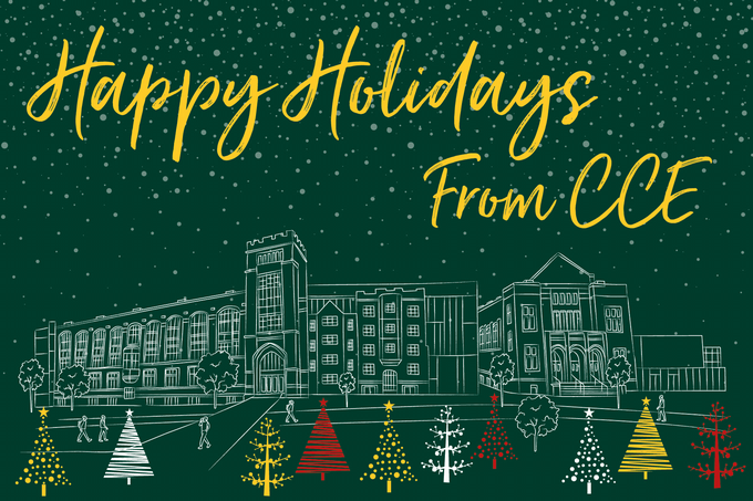 snow over the College Building