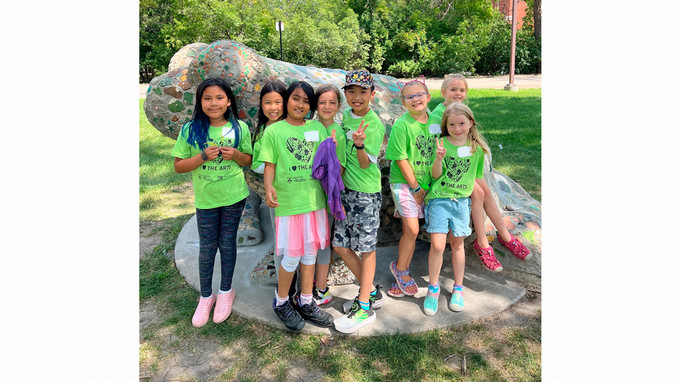 Campers pose for a photo