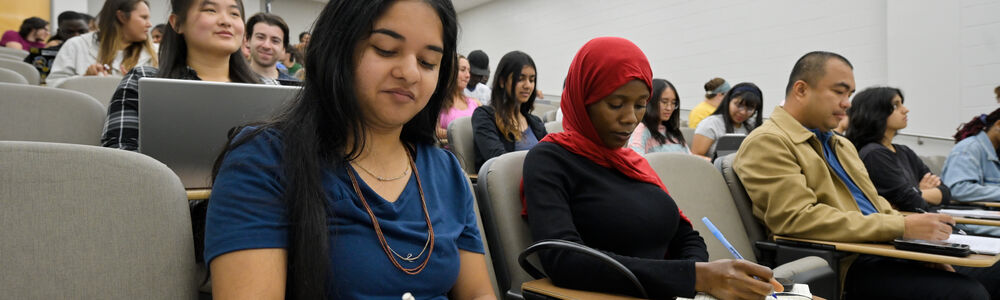 Student sitting at desk with laptop