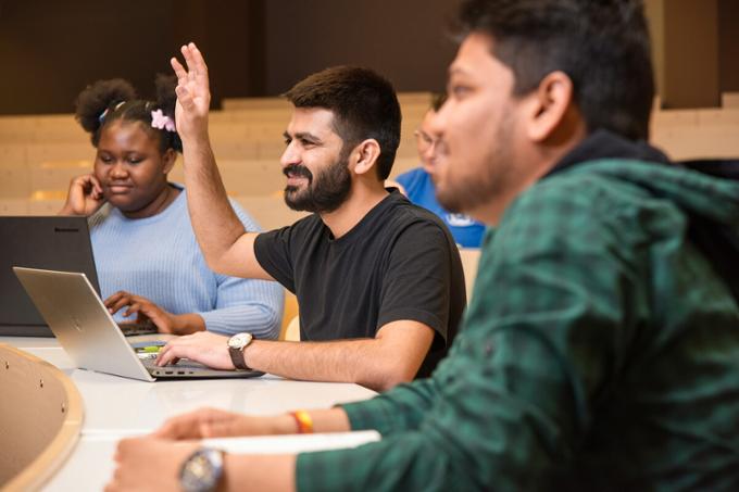 Three students in class