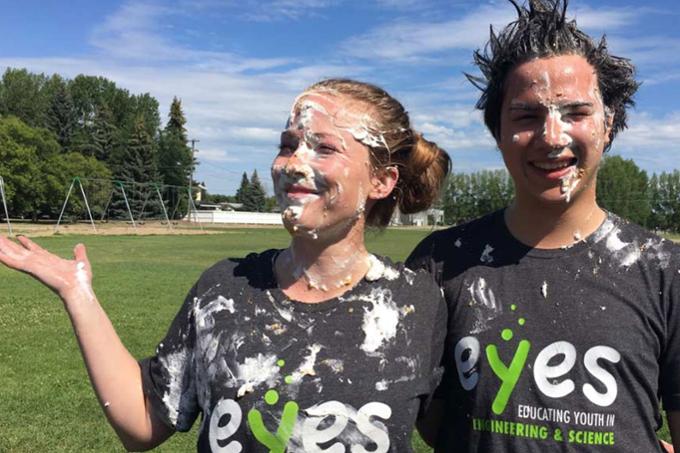 EYES Camp staff after a pie in the face