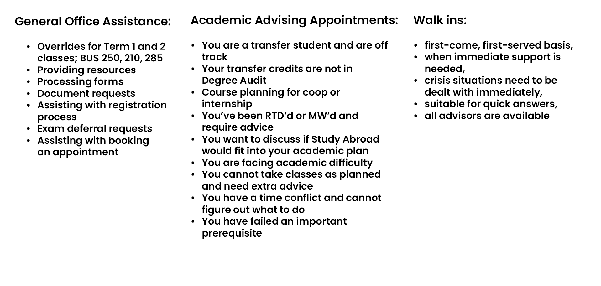 Advising information
