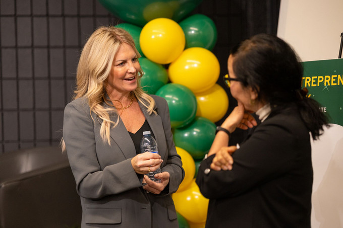 CEO speaking to student 