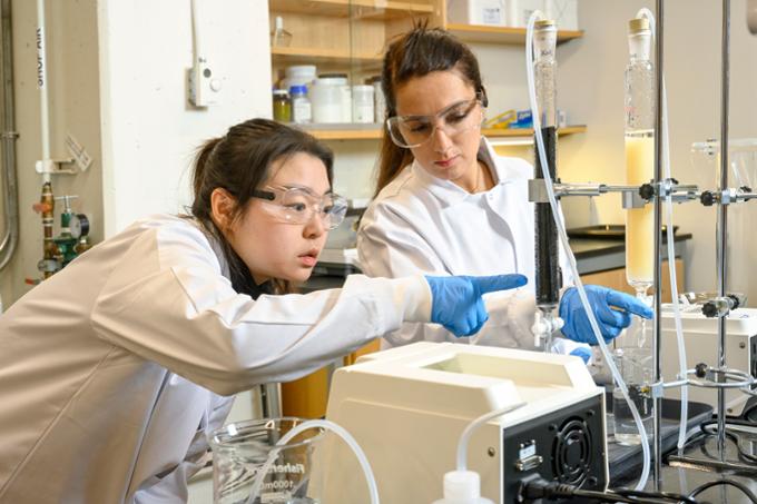 Two students in lab