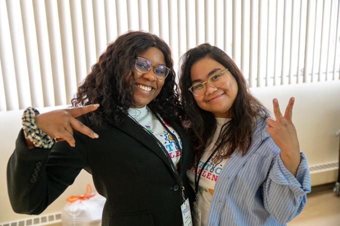 Two participants pose for a picture the morning of the second day of the challenge. 