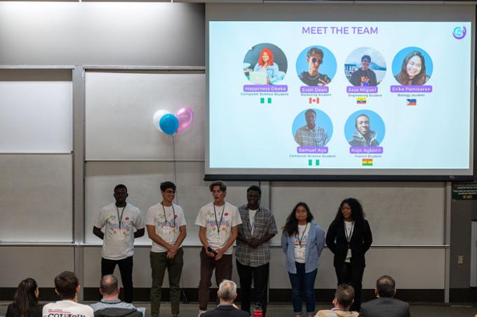Team 5 introduces itself to the audience.