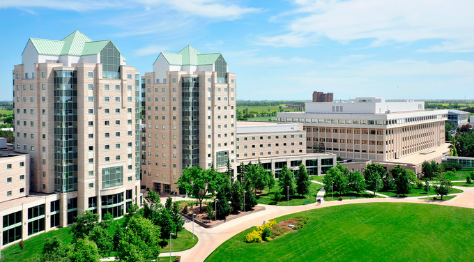 wide aerial view of the University of Regina campus