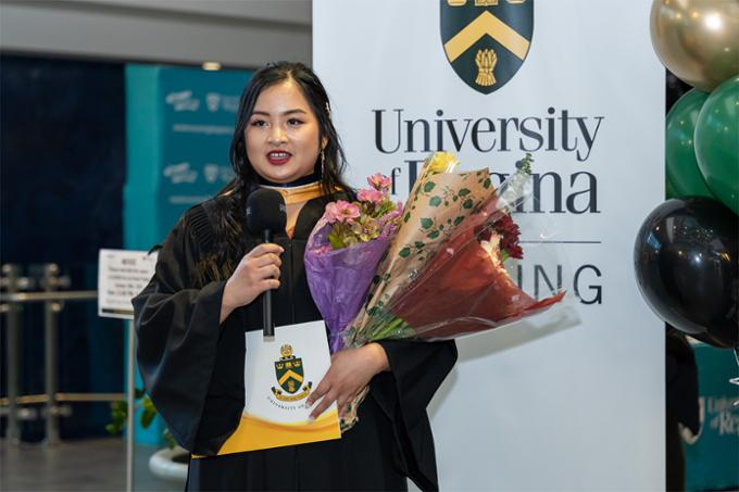 nursing graduate giving a speech