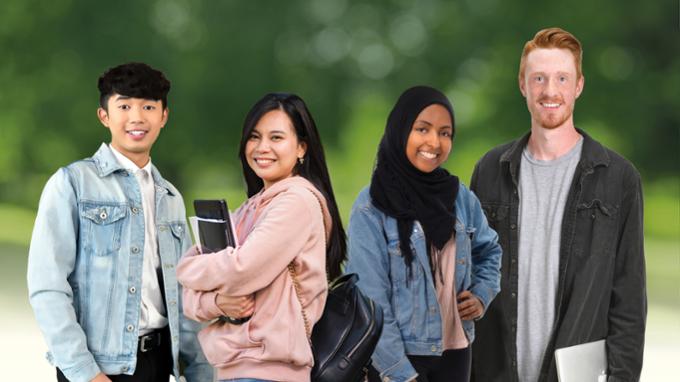 Four smiling students