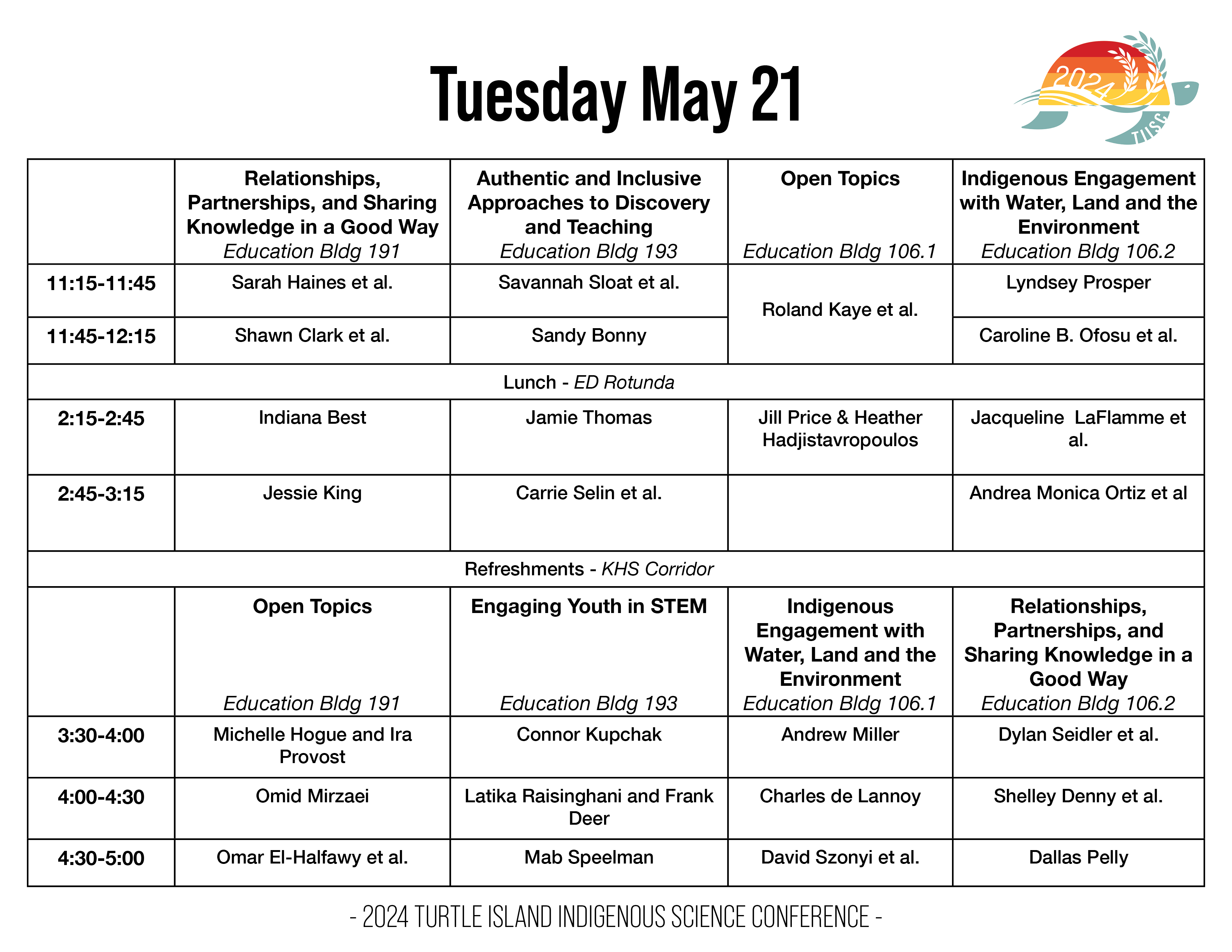 May 21 Schedule