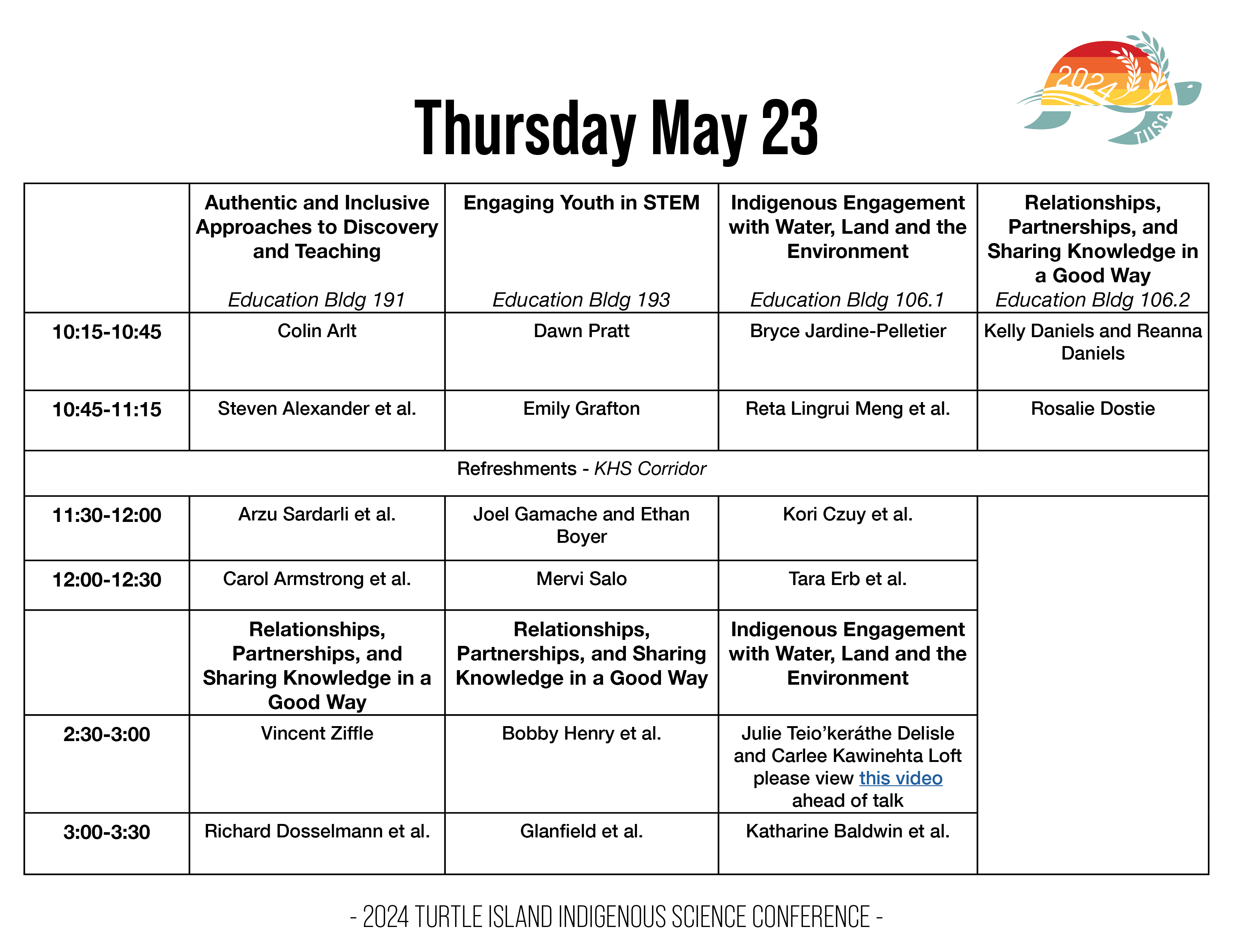 May 23 Schedule