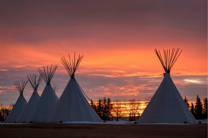 tipis at sunset