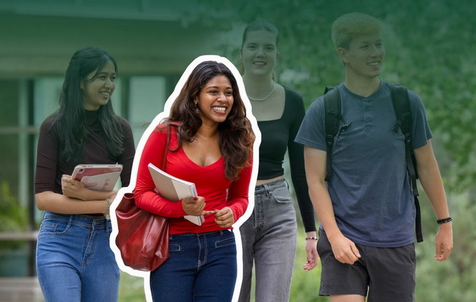 smiling students on campus