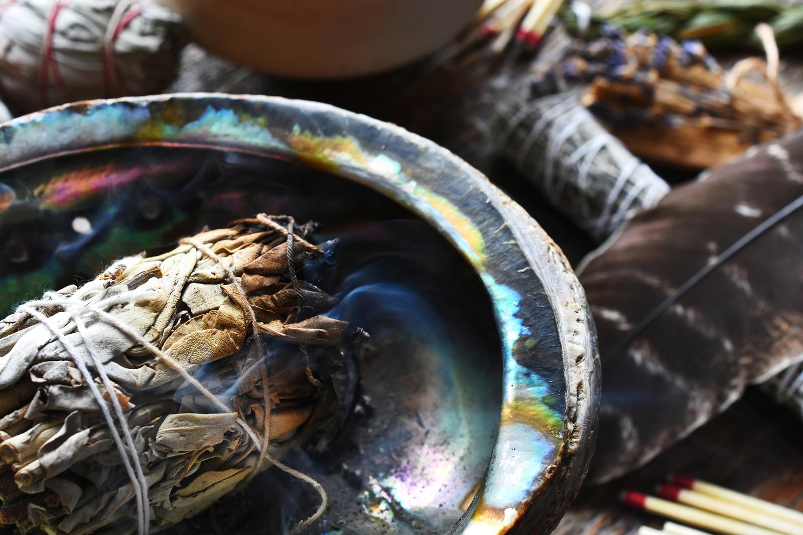 Smudge burning in container.