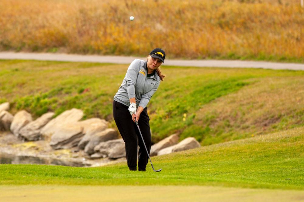 Golfer chipping the ball