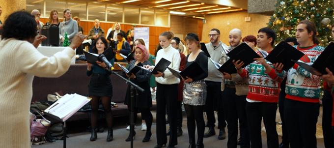 a choir singing