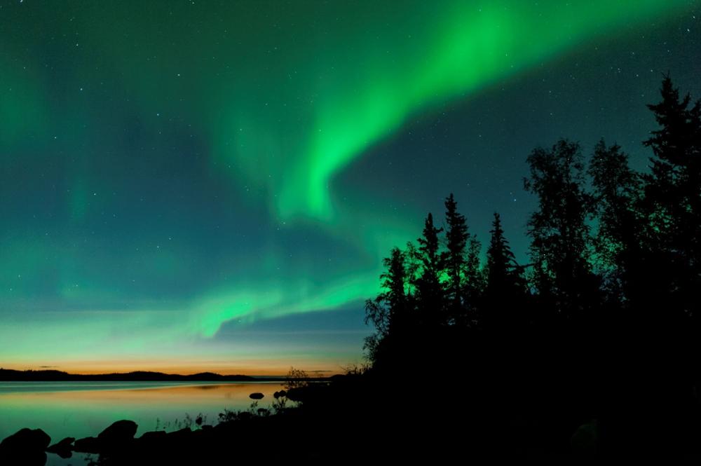 aurora borealis in the night sky