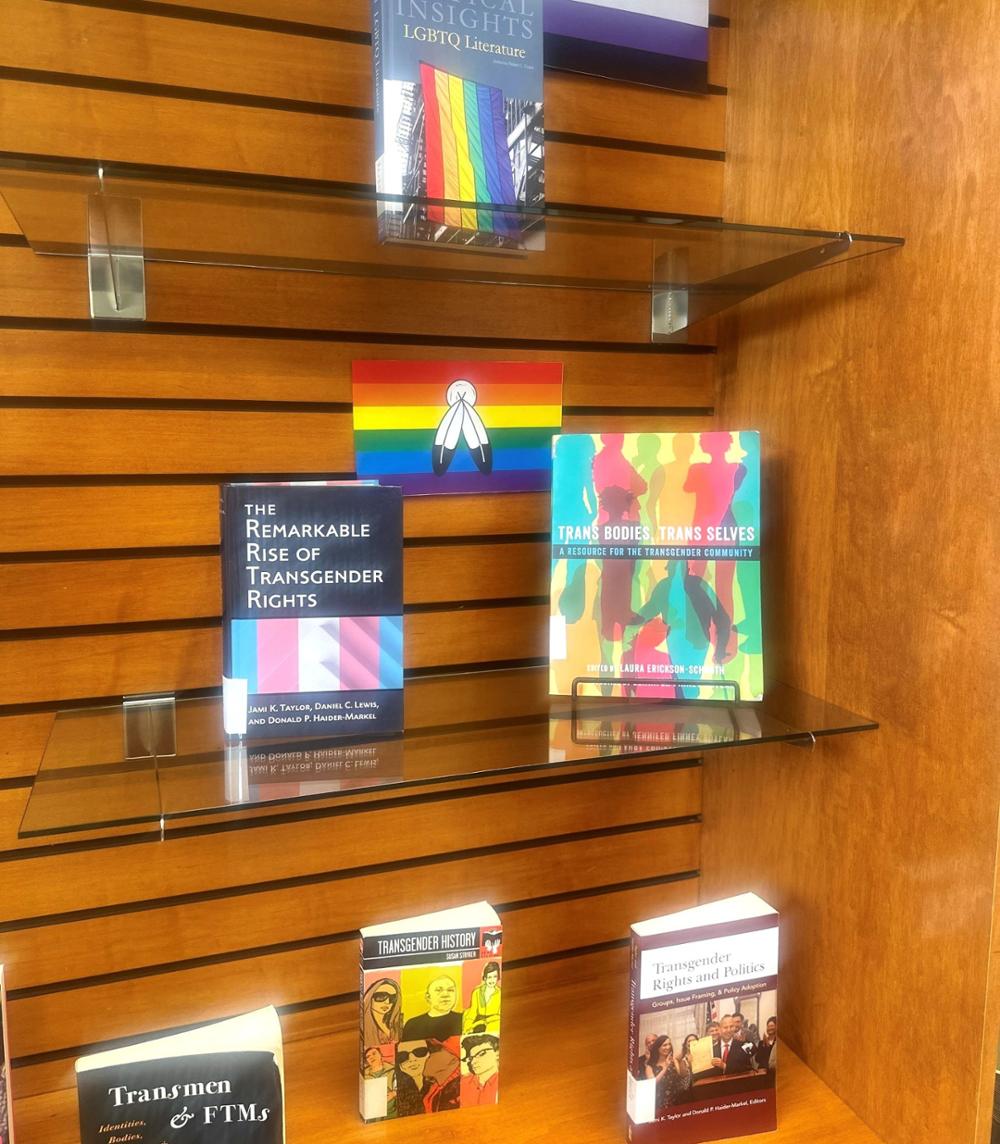 Several books on a bookshelf