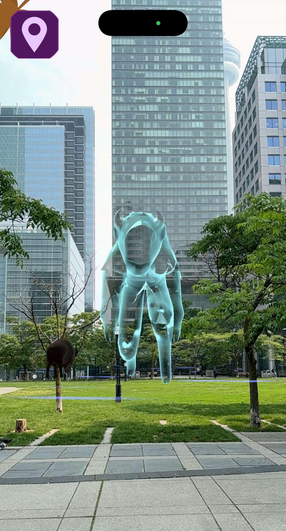 200-foot digital buffalo in the middle of the park