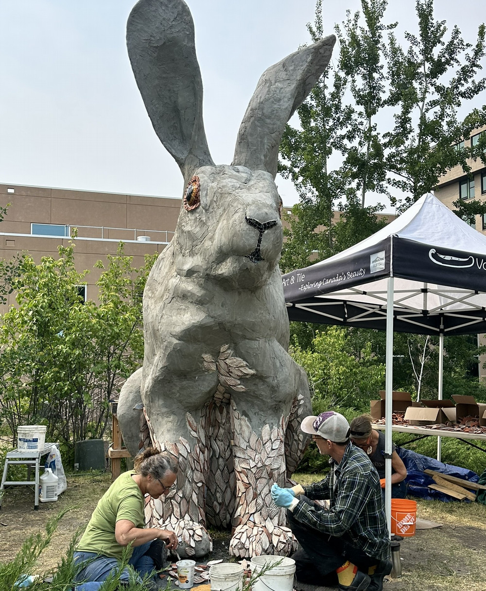 a large rabbit sculpture