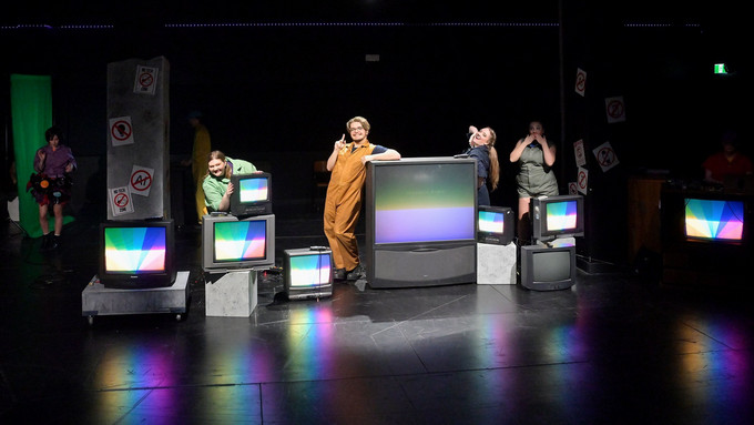 students in a production studio