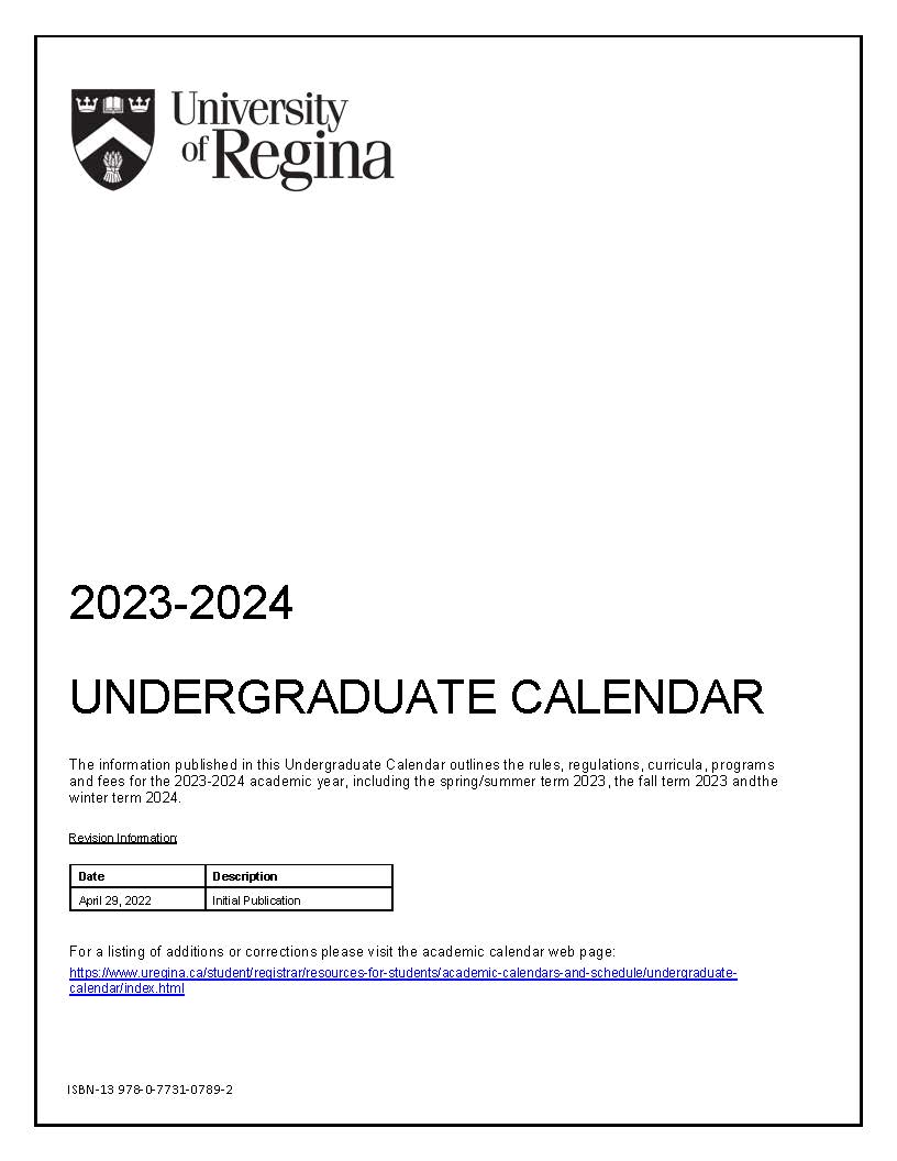 2023-2024 Undergraduate Calendar | Registrar's Office, University Of Regina