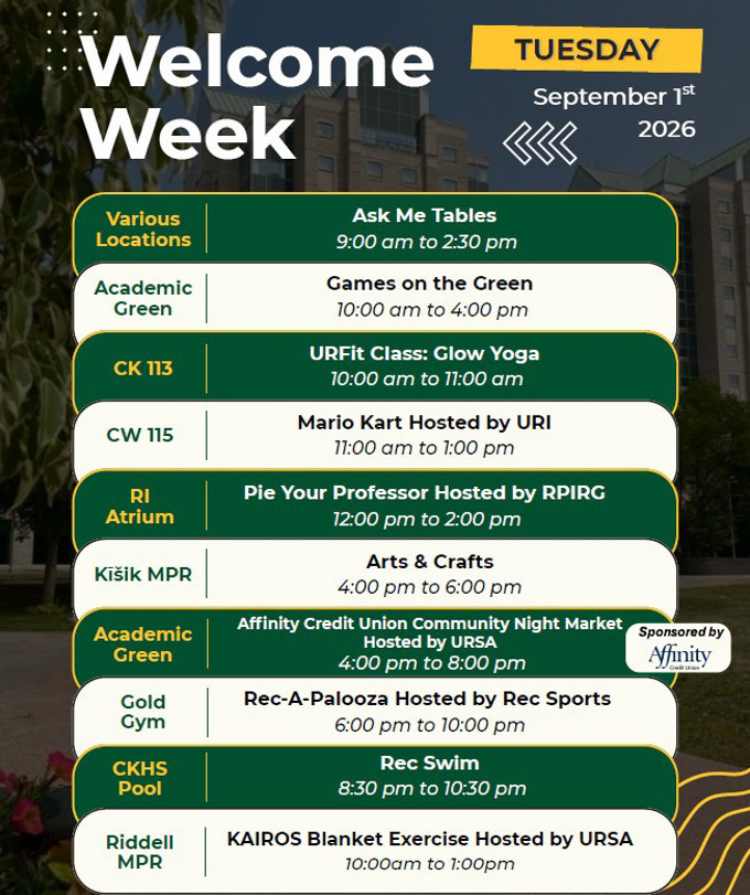 welcome week list of events