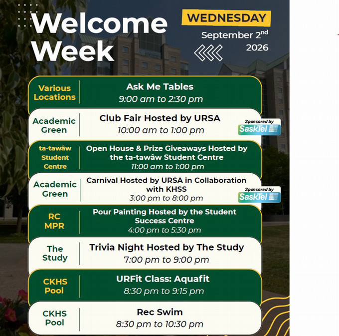 welcome week list of events