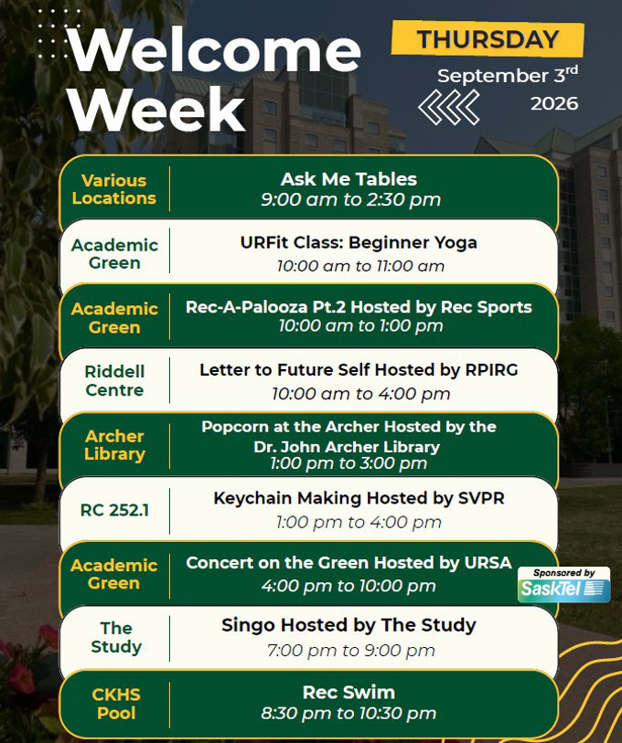 welcome week list of events