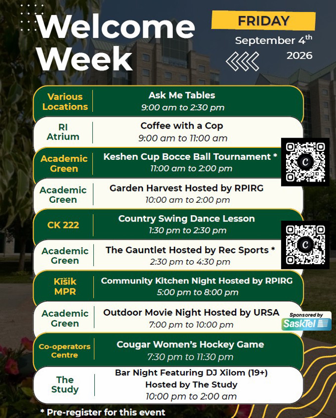 welcome week list of events