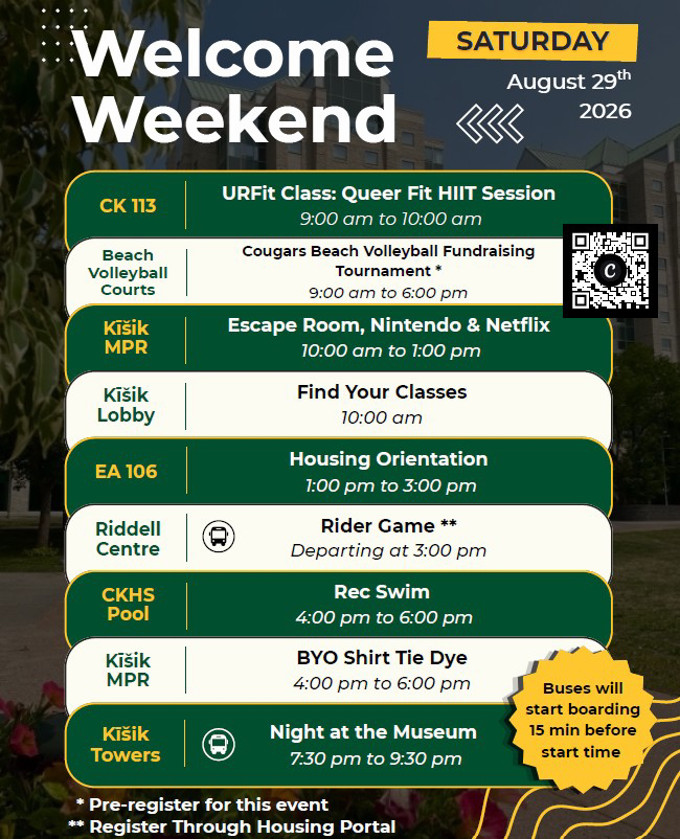 welcome week list of events