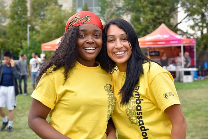 two smiling students