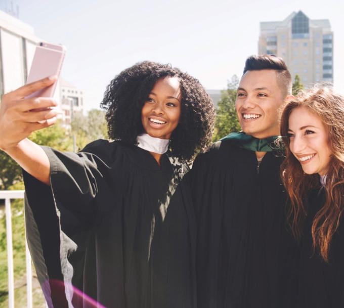 Three students taking a selfie