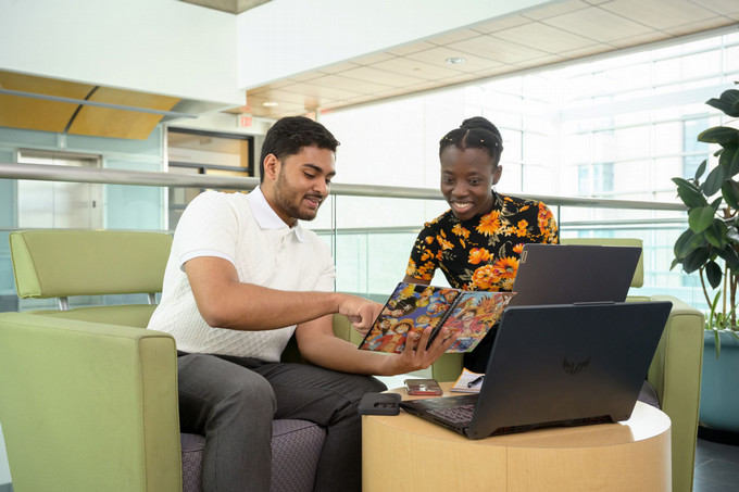 Two students studying together.